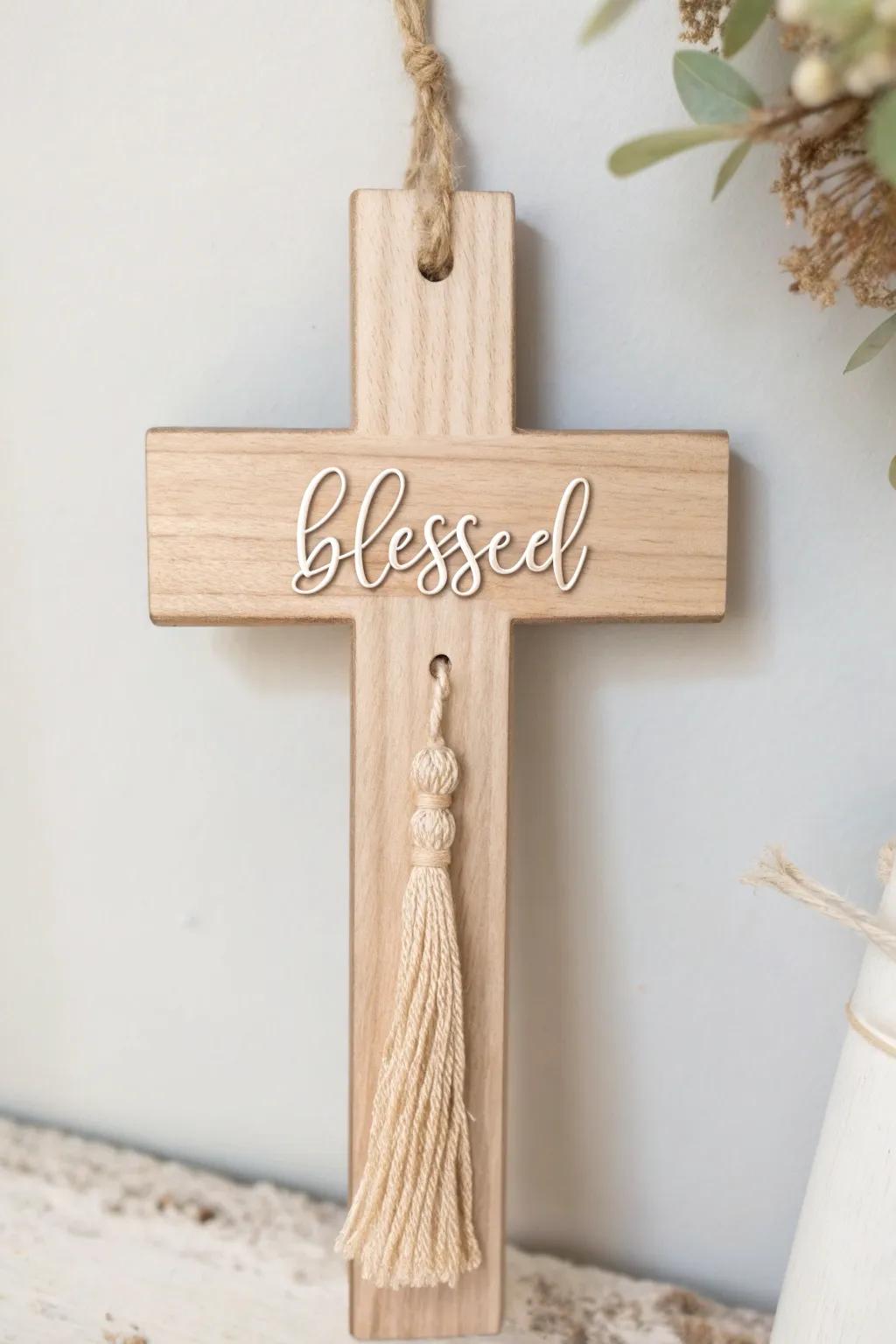 Embrace positivity with a minimalist cross door hanger that speaks volumes with simplicity and elegance.