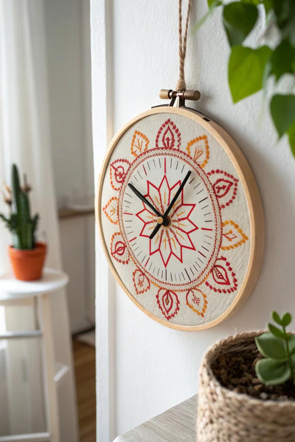 Transform your embroidery into a statement piece with this stunning embroidery hoop clock.