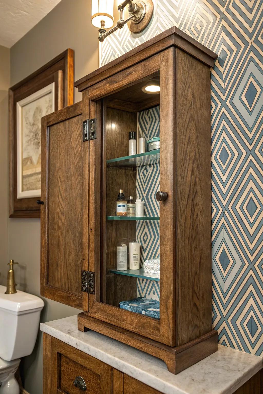 Discover the charm of geometric style with this stunning medicine cabinet makeover!