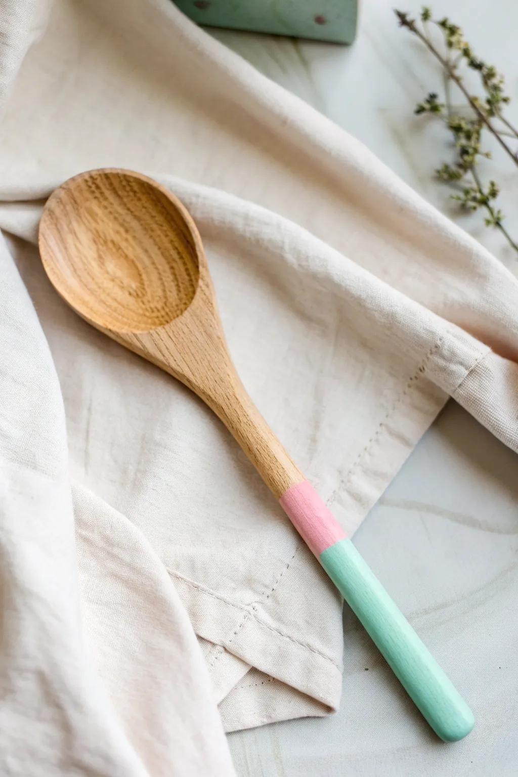 Transform your kitchen with a touch of pastel elegance—painted wooden spoons that blend simplicity with bold color.