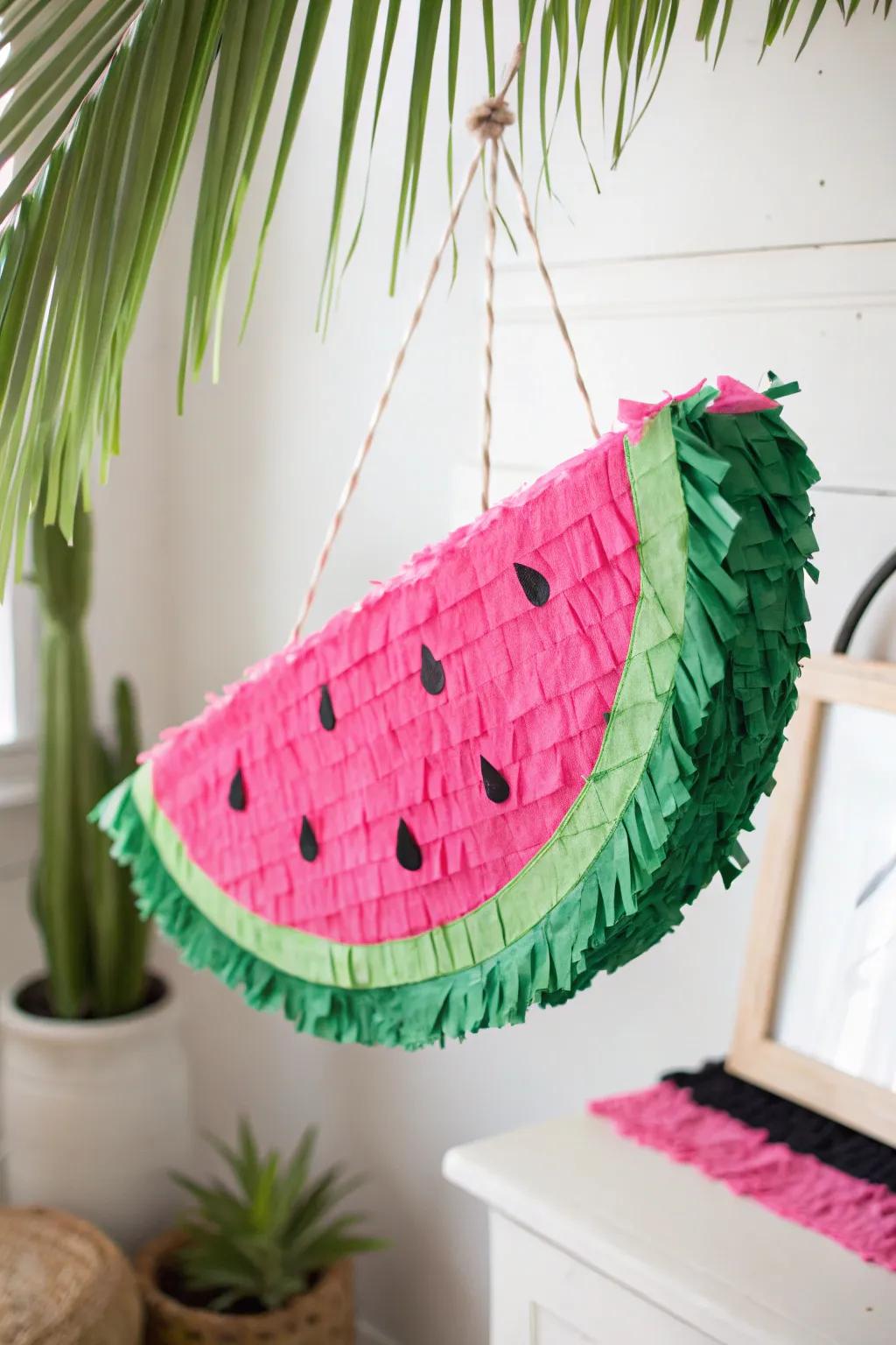 Add a splash of fun and color to your celebrations with this chic Watermelon Slice Piñata!
