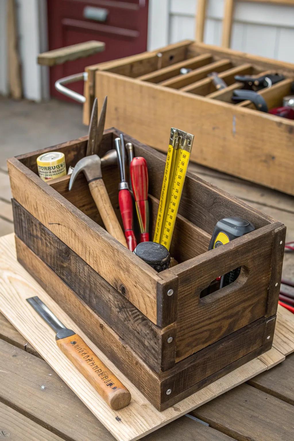 Elevate your tool storage with this DIY repurposed wine crate tool box—vintage charm meets functional design.