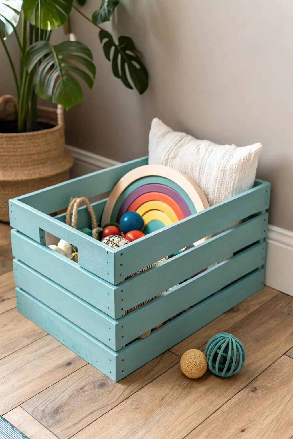 Transform your space with a touch of rustic charm and bold colors. Discover the art of stylish toy storage!