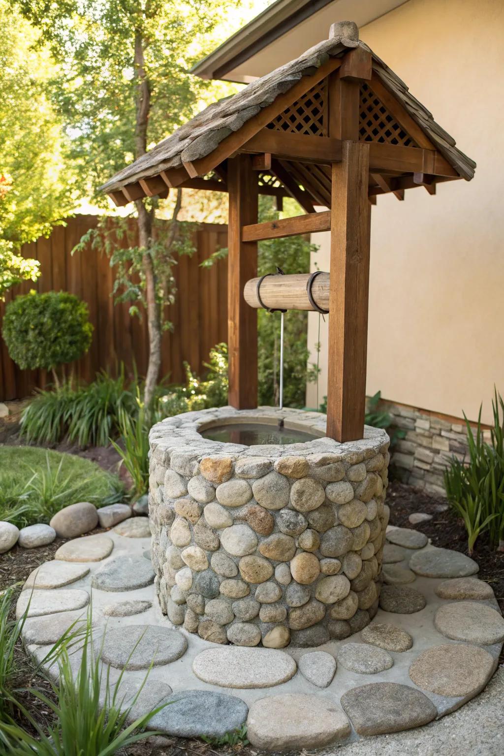 Transform your garden into a haven of wishes with this stunning DIY stone wishing well!