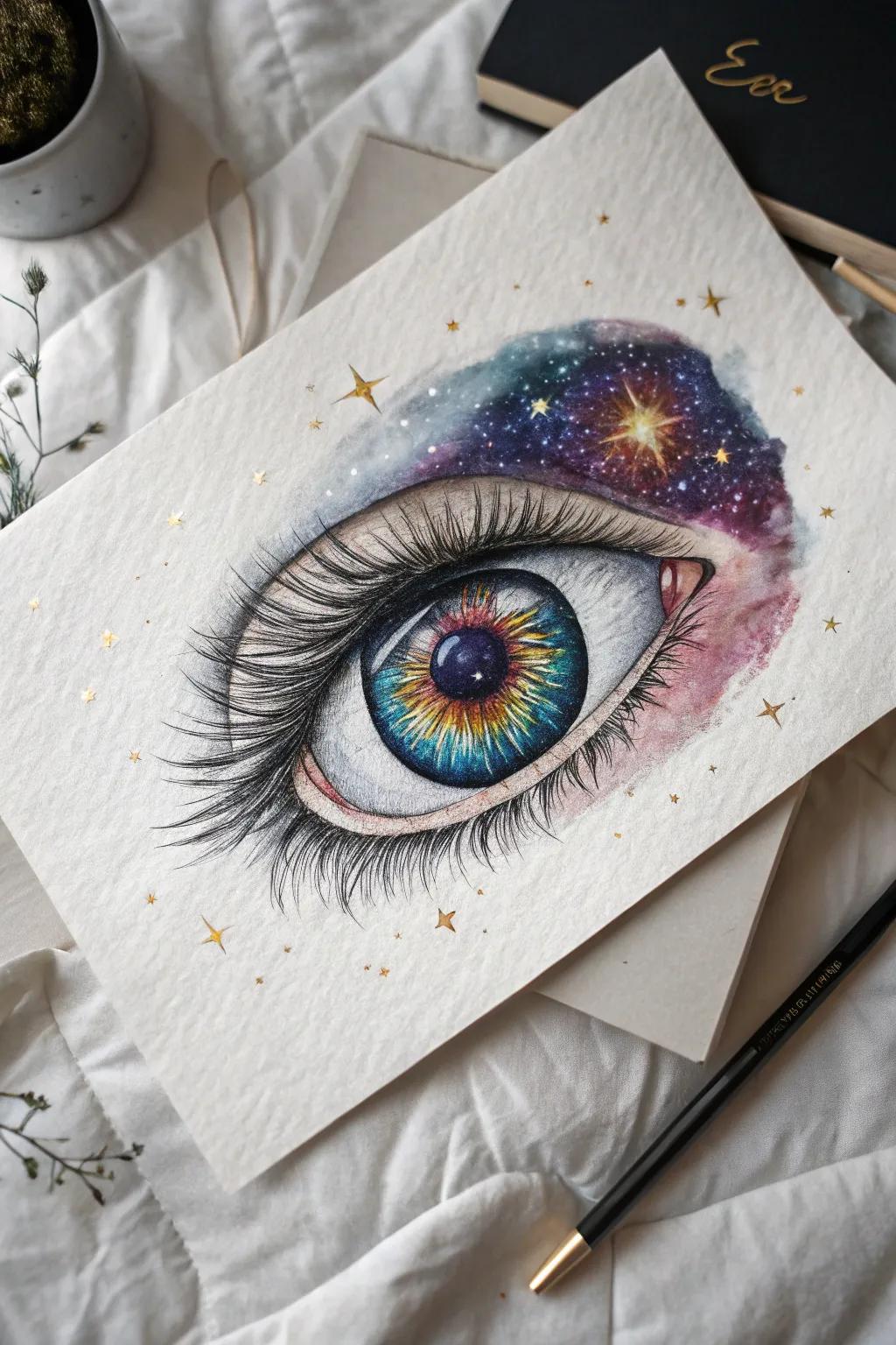 Explore the universe within - unleash your creativity with cosmic eye illustrations!