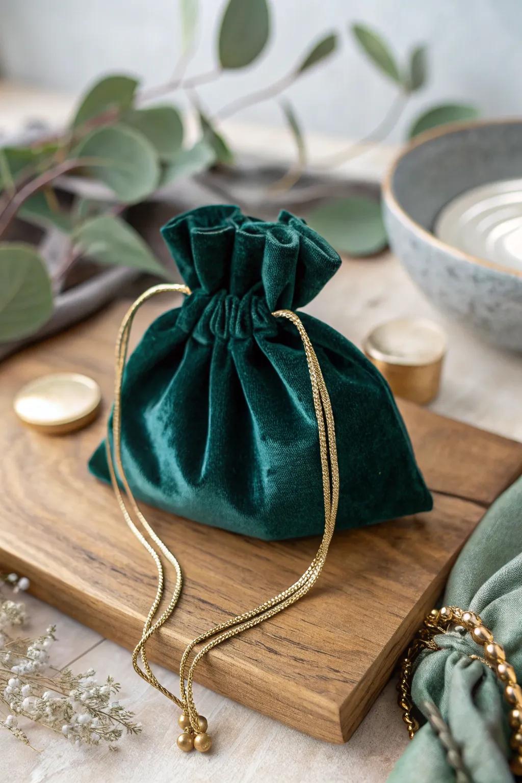 Elegance in the Details: This velvet jewelry pouch brings a touch of luxury to your everyday essentials.