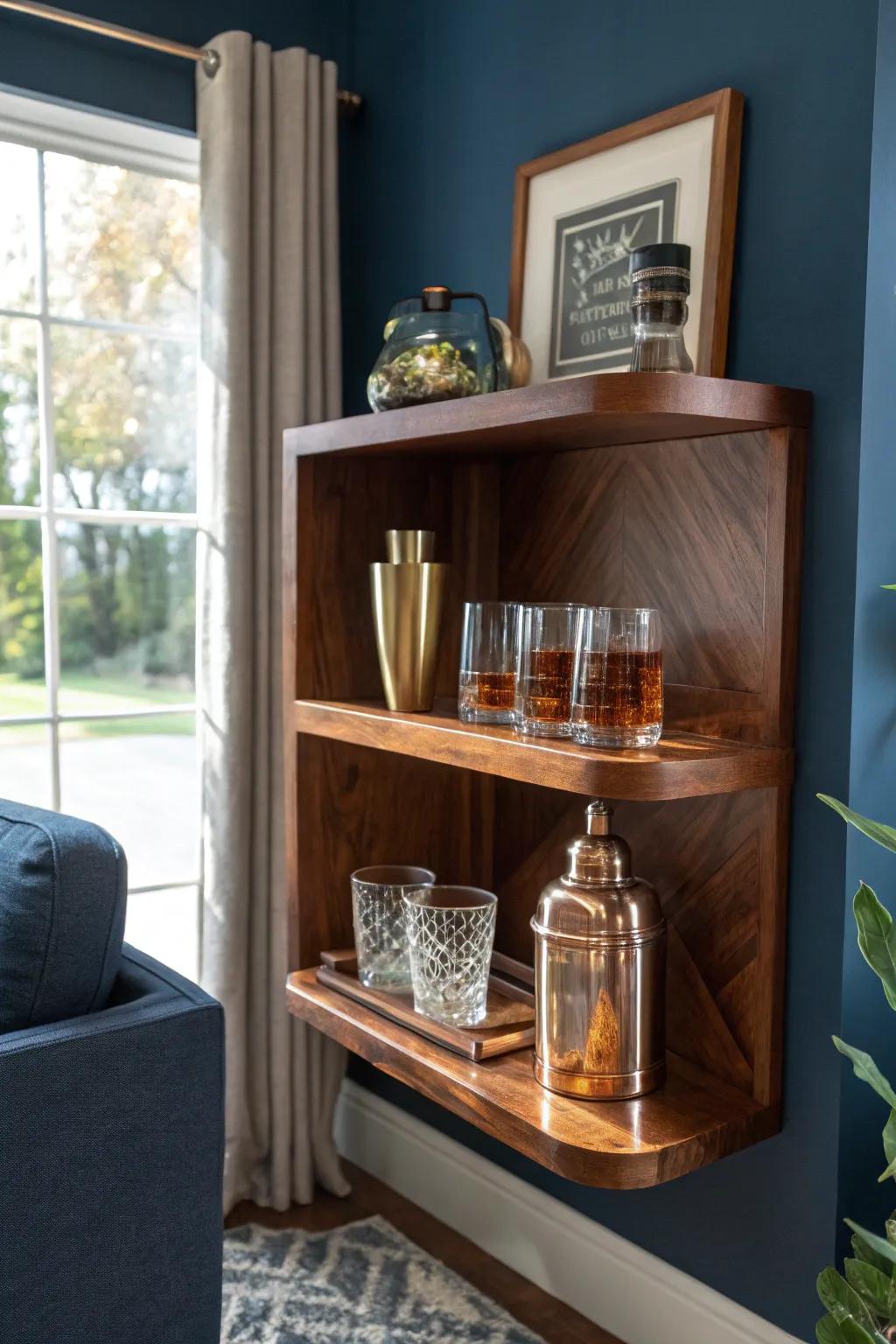 Elevate your space with a handcrafted corner shelf, turning every nook into a stylish showcase.