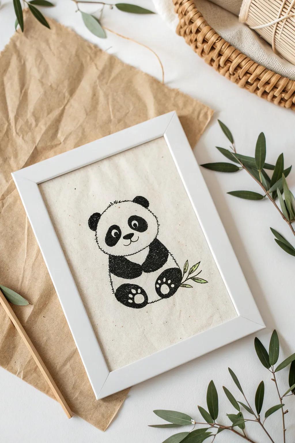 Embrace simplicity with a playful panda drawing that pops!