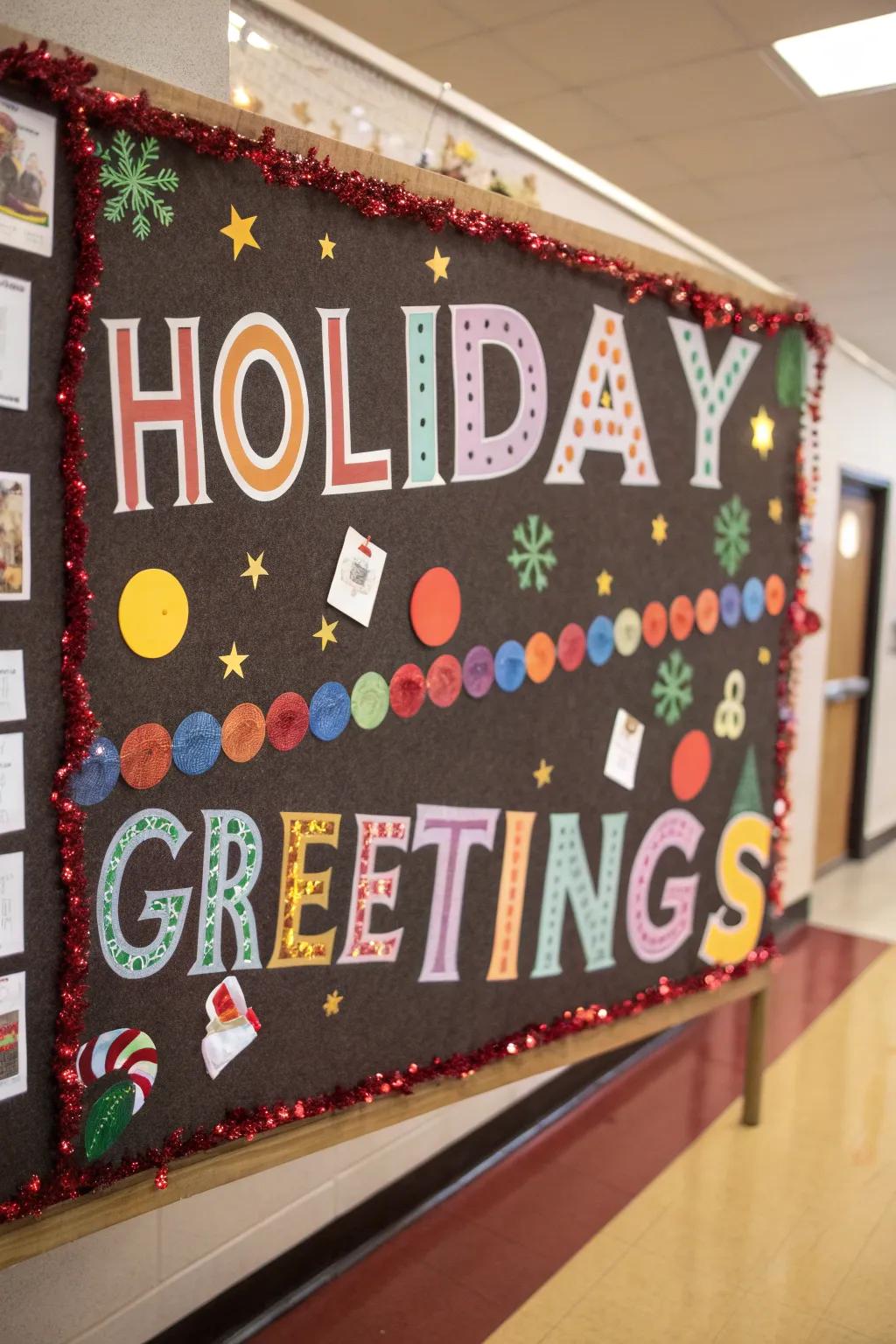 Holiday greetings in bold fonts bring warmth to your decor.
