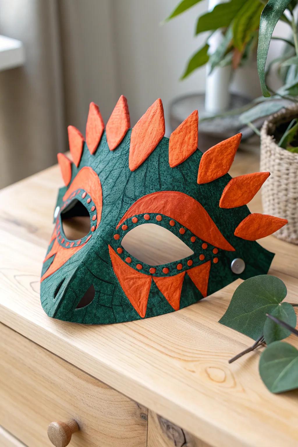 Unleash your creativity with this stunning Stegosaurus mask, perfect for sparking conversation and imagination at any gathering.