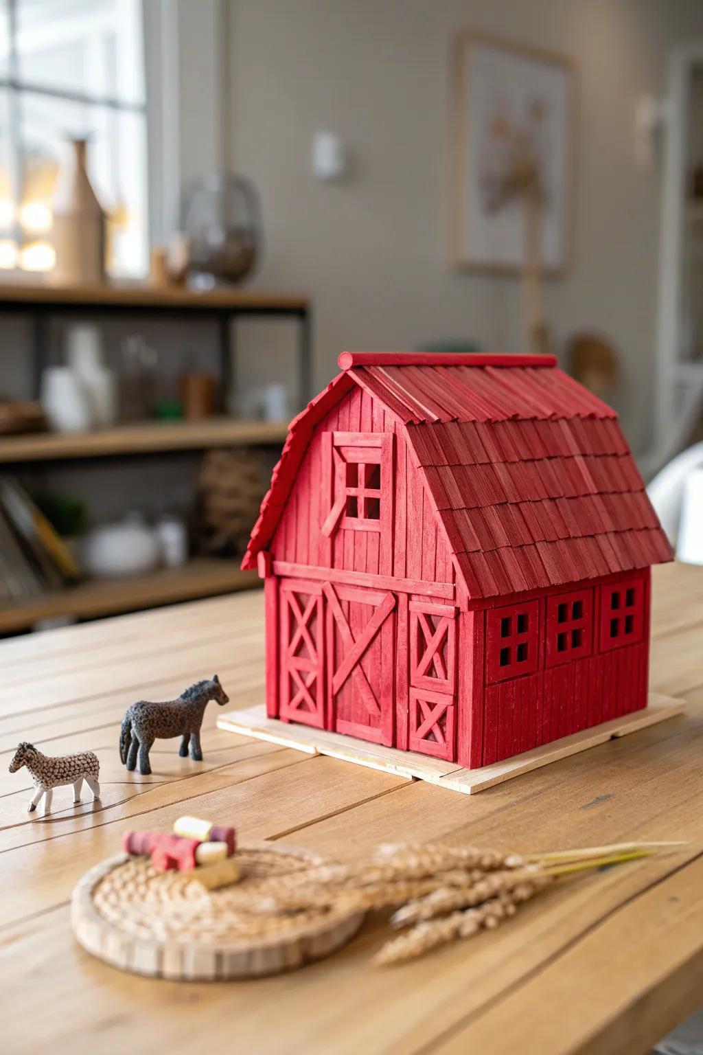 Unleash creativity with this charming popsicle stick barn—perfect for little hands and big imaginations!