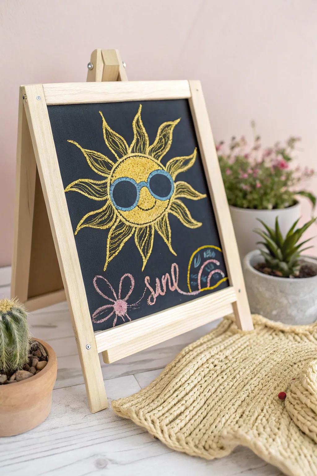 Invite the sun to your summer gathering with this chic and playful chalkboard art!