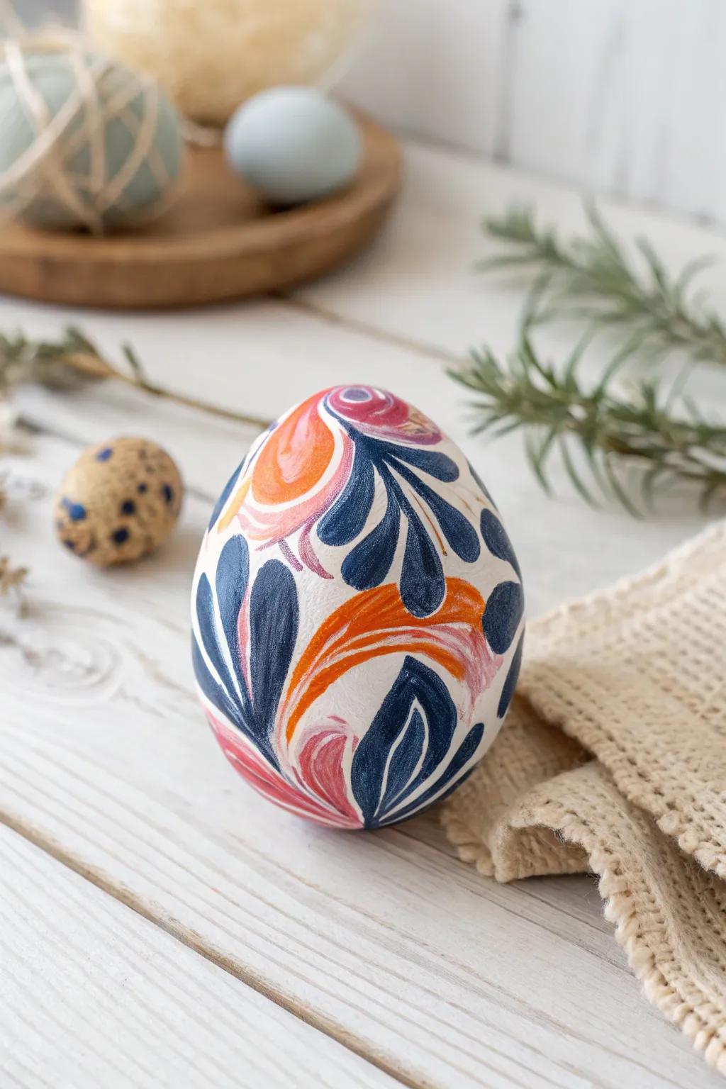Discover the allure of abstract artistry with watercolor-painted eggs, where bold colors meet Scandinavian simplicity.