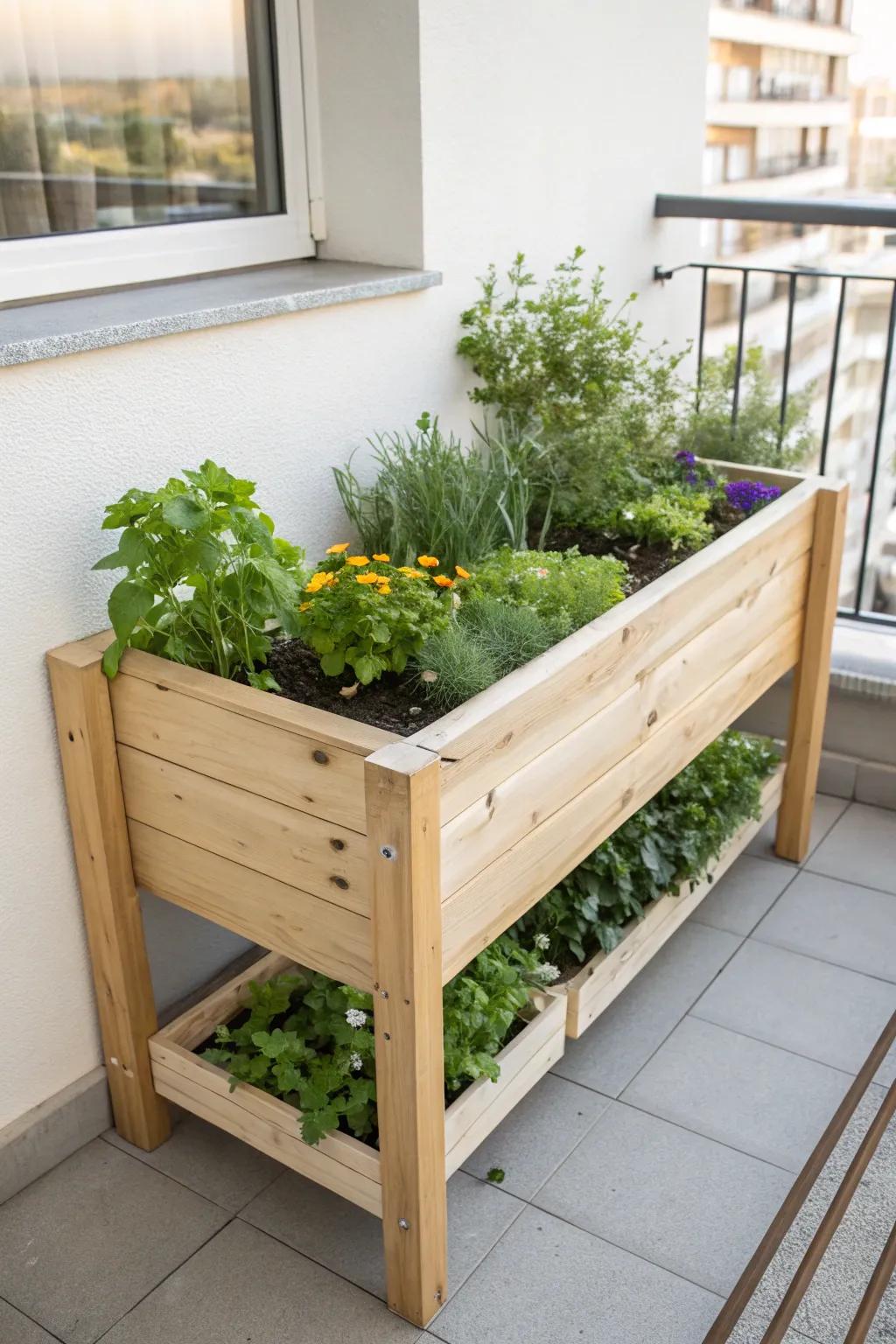 Urban Oasis: Transform your small space into a lush retreat with a chic compact garden bed.