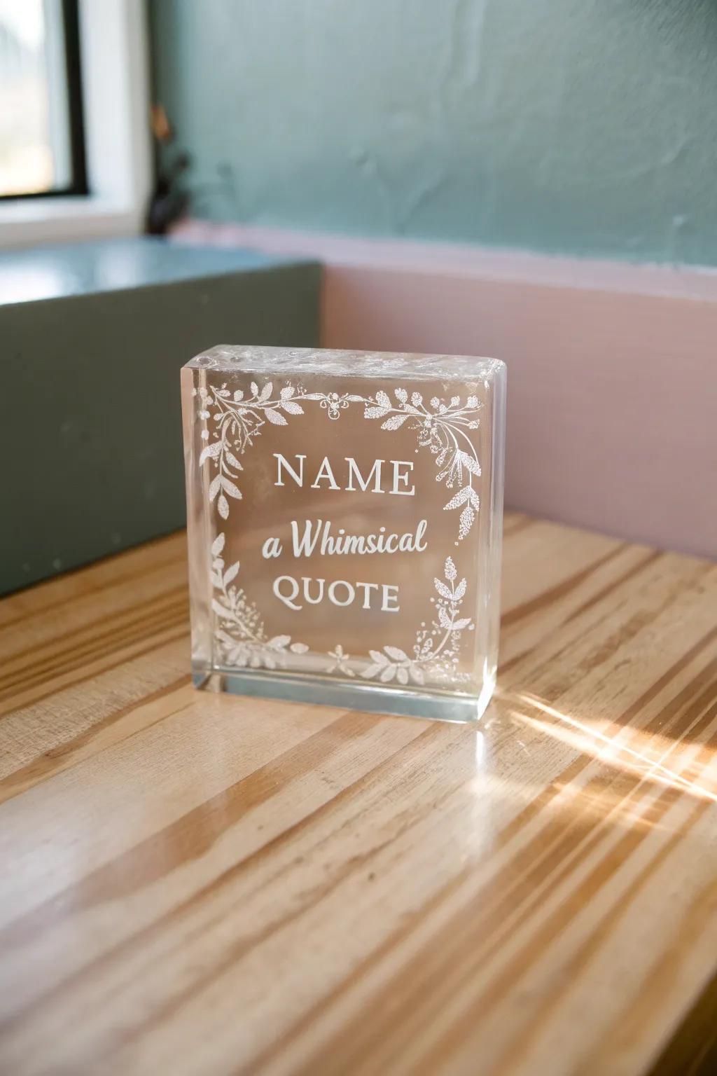 Add a personal touch to your decor with elegant glass block messages.