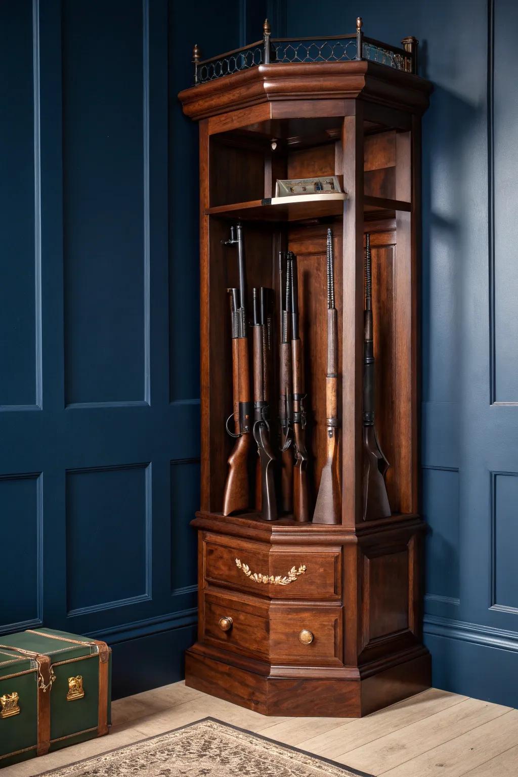 Maximize your space with style: Discover the art of corner gun storage.
