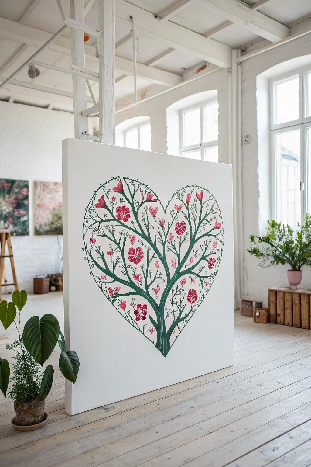Bring the serenity of nature indoors with this Scandinavian-inspired heart canvas, where simplicity meets vibrant elegance.