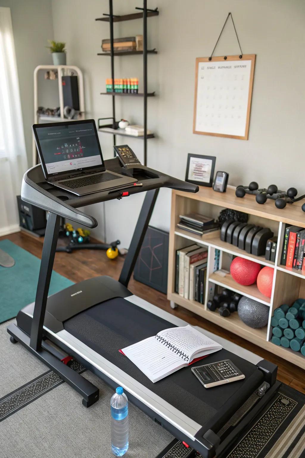 A dual-purpose space combining work and fitness seamlessly.