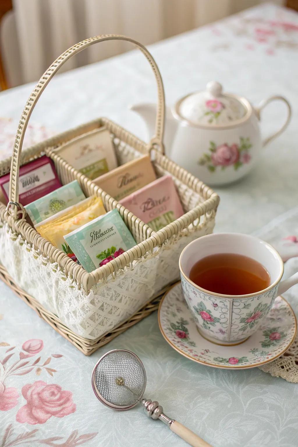 A charming tea basket for the host who loves a good brew.