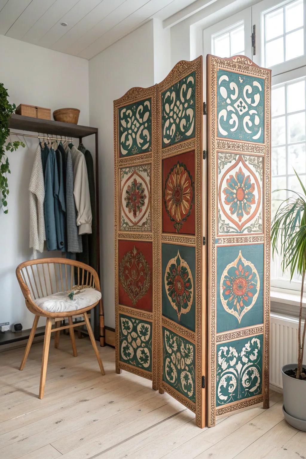 Transform your closet with a stunning vintage-inspired screen that doubles as art.