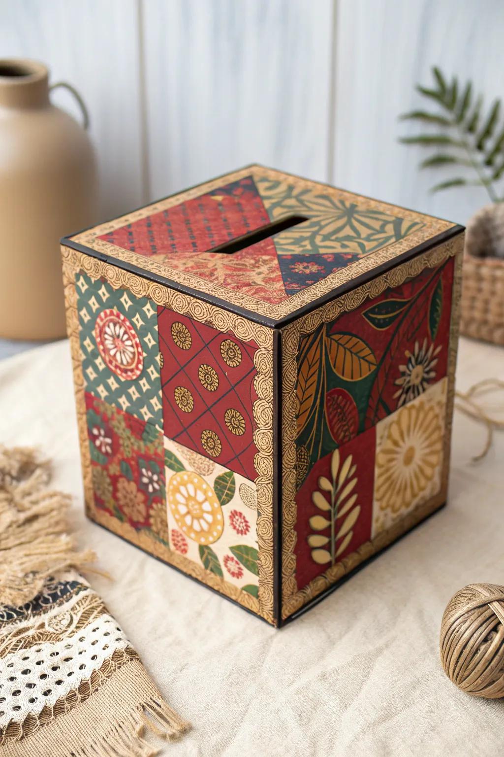 Mix and match patterns to create a money box that’s both functional and a piece of art.