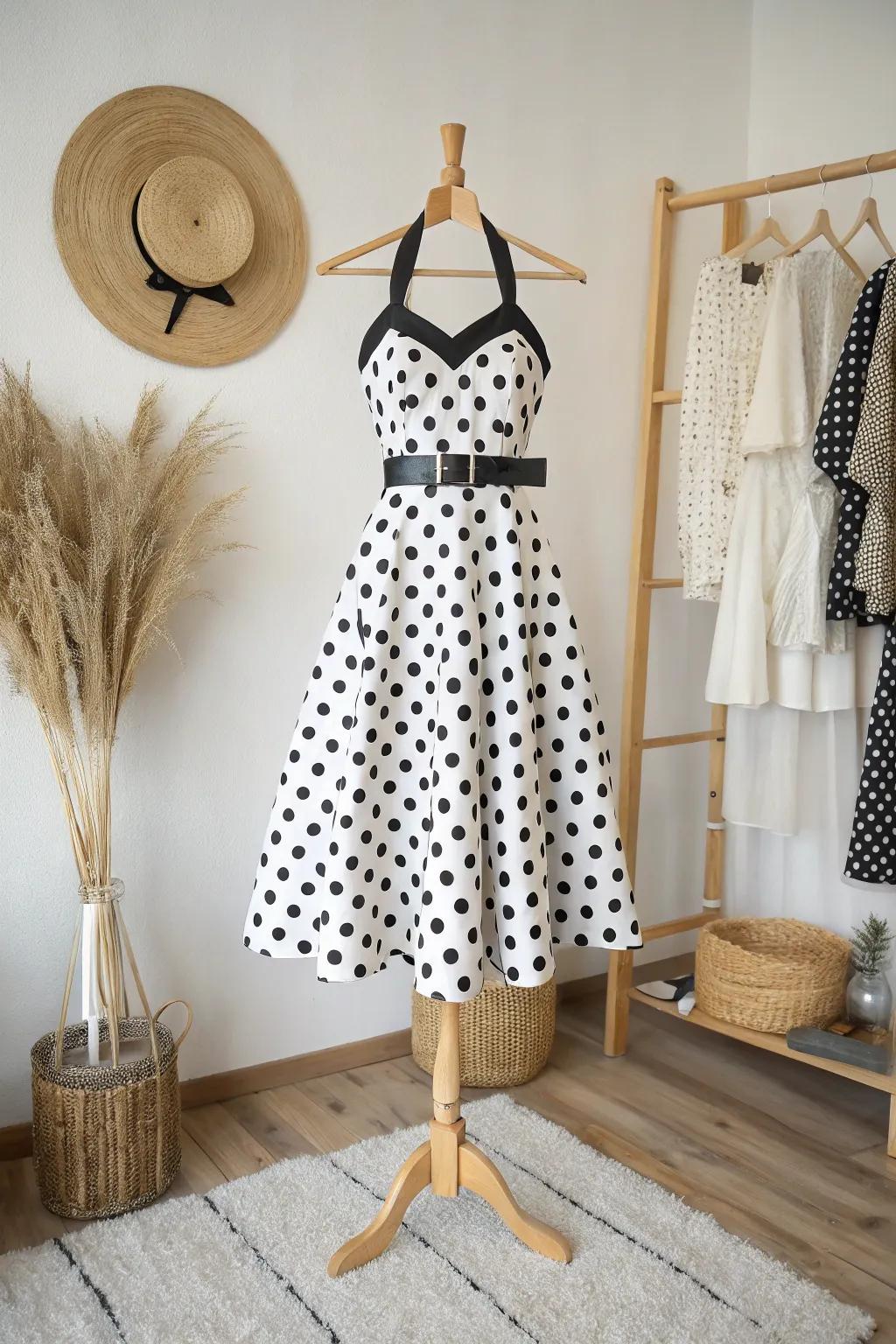 Transform into a Polka Dot Diva with this timeless 50s look. Effortless elegance awaits!
