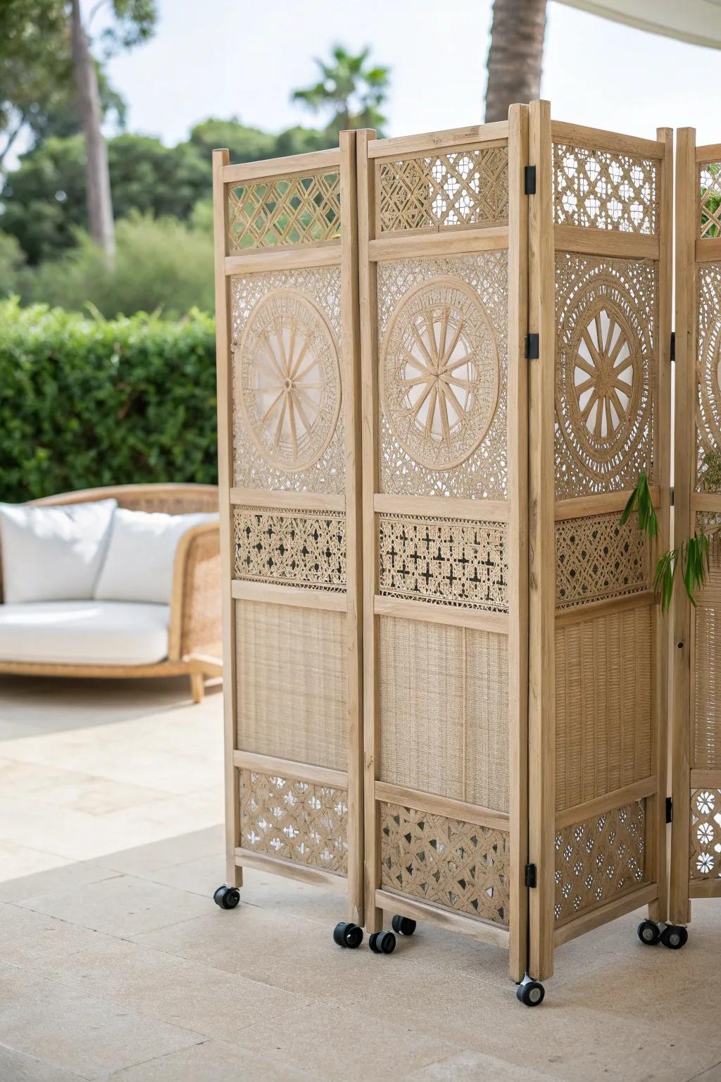Transform your outdoor space effortlessly with a chic portable lattice privacy screen—where Scandinavian minimalism meets Boho flair.