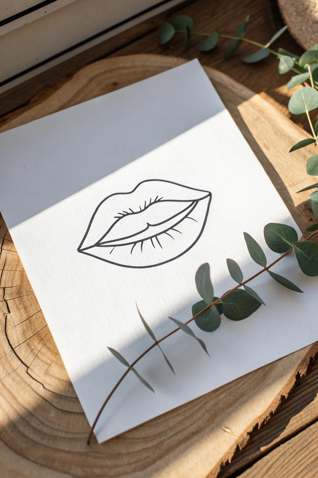 Embrace the beauty of simplicity with these minimalist lip line drawings.