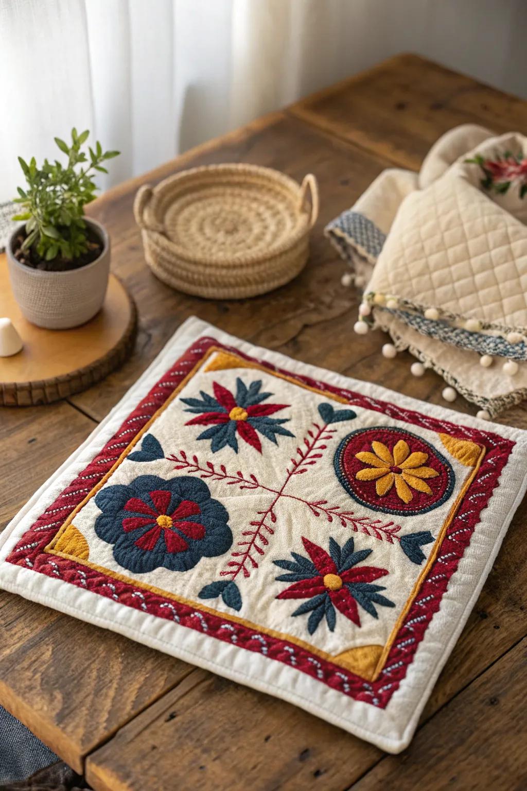 Craft your cozy masterpiece, one vibrant block at a time. #EmbroideryArt #QuiltLove