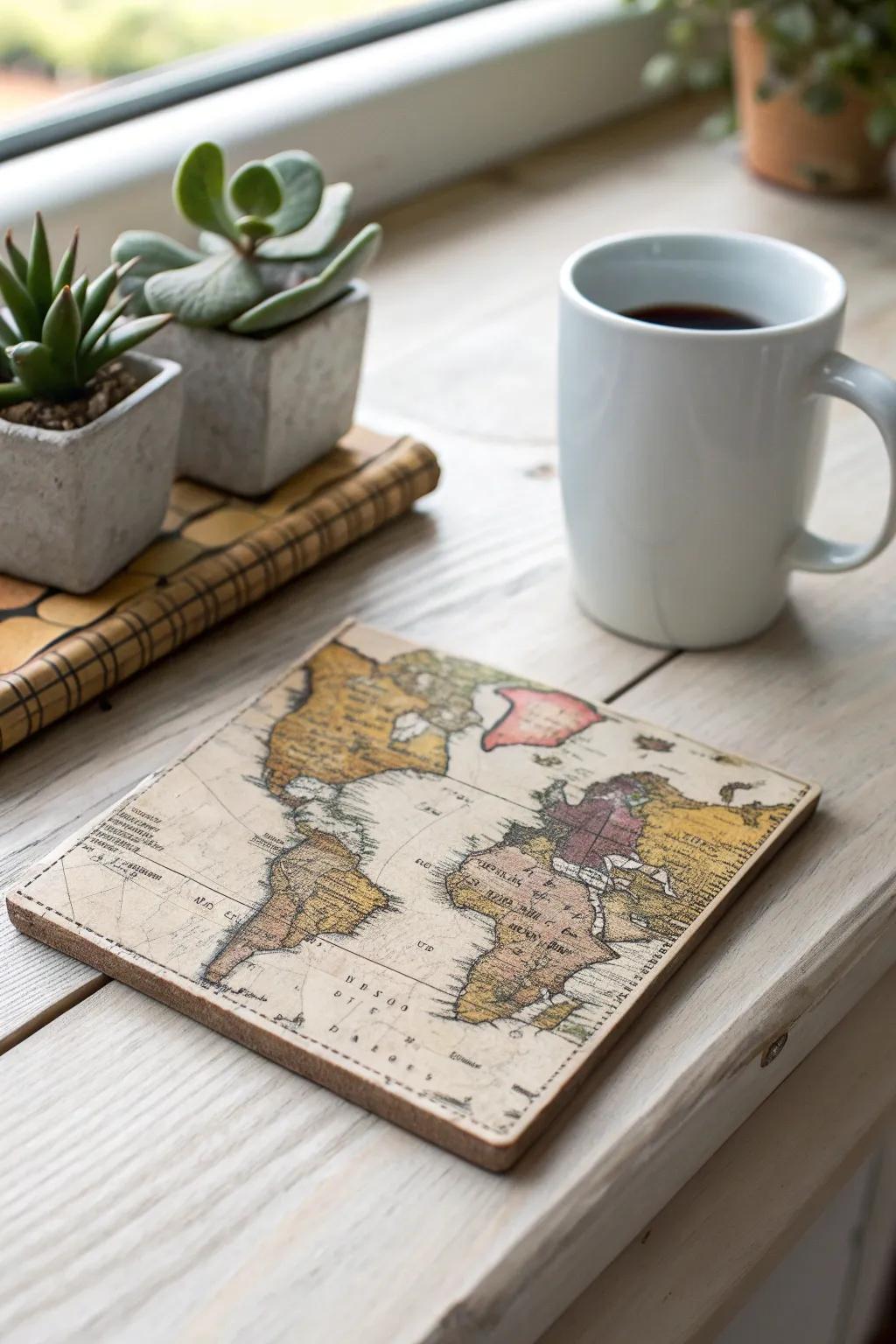 Sip in style with travel-inspired Mod Podge coasters, where every coffee break becomes a journey.