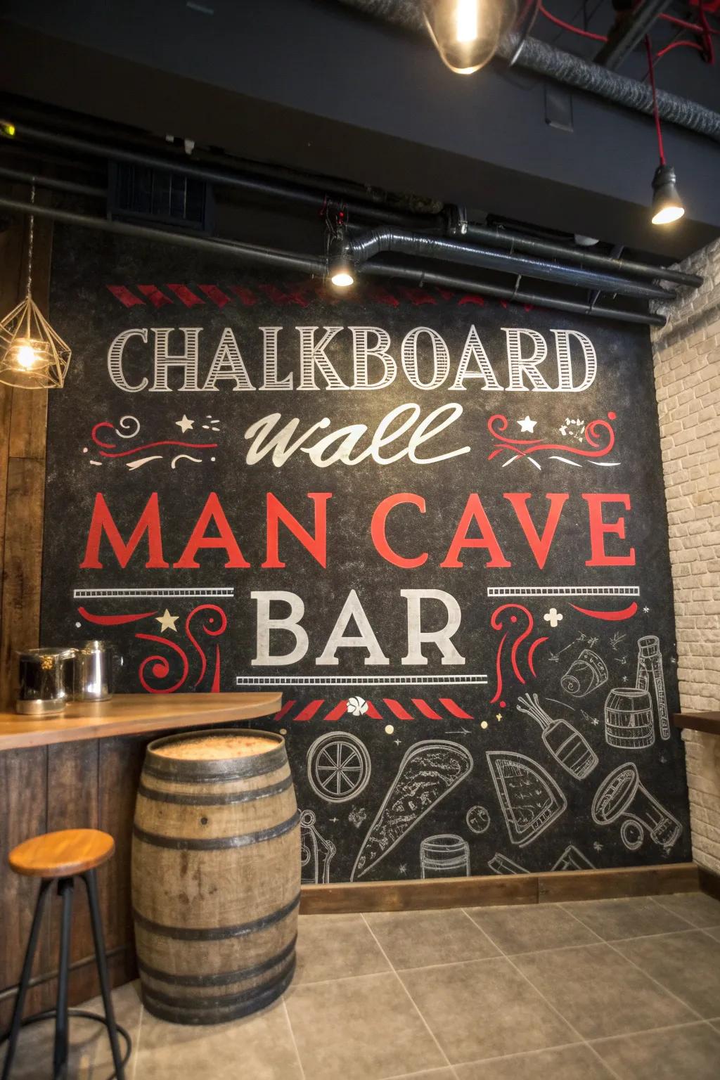 Leave Your Mark: A Creative Chalkboard Wall for Your Man Cave Bar!