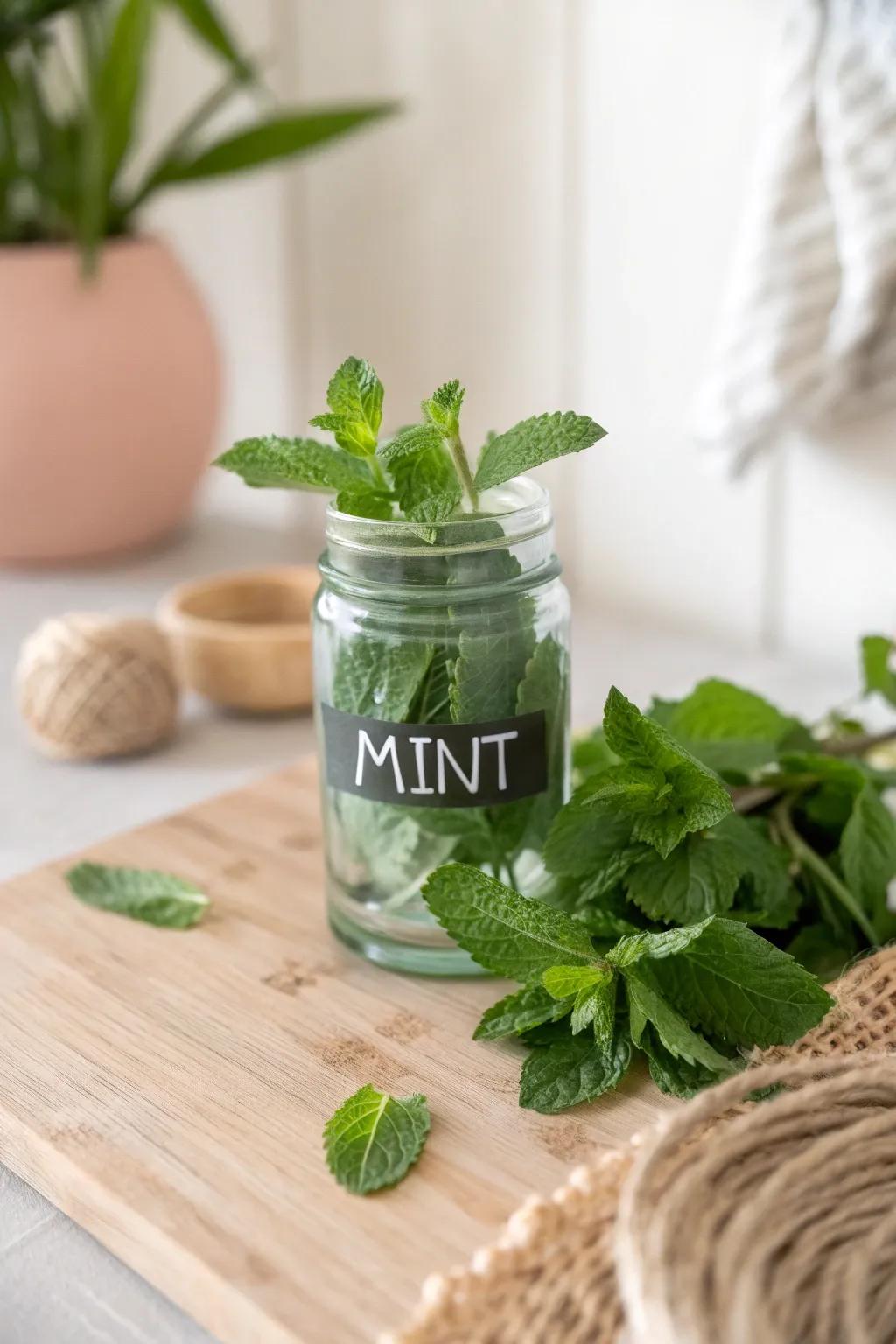 Elevate your kitchen storage with chic herb-labeled mason jars. Freshness meets style!