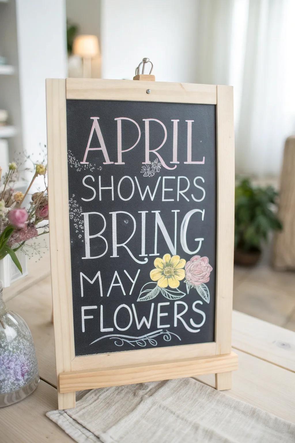 Embrace the beauty of May with a hand-lettered chalkboard calendar that blossoms with creativity and charm.