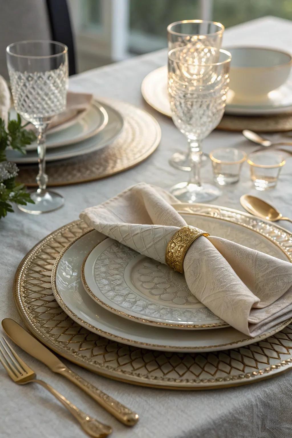 Chic table settings enhance the overall decor.
