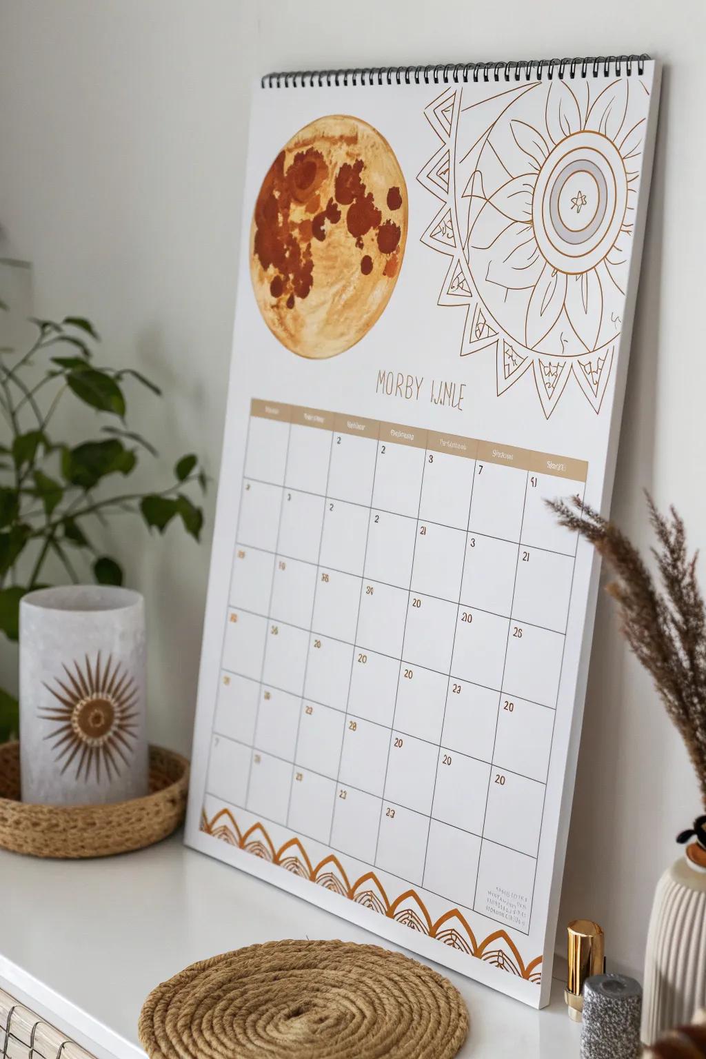 Embrace November's abundance with a Harvest Moon calendar that marries simplicity and natural beauty.