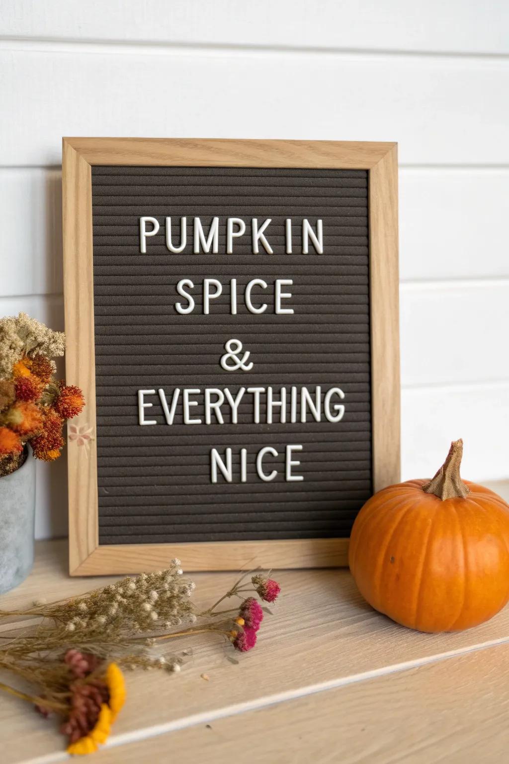 Embrace the cozy charm of fall with 'Pumpkin Spice & Everything Nice'—a perfect blend of minimalist elegance and seasonal warmth.