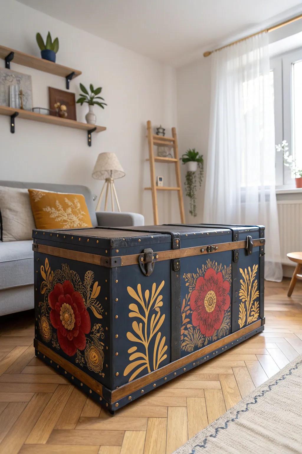 Transform your space with a stunning vintage trunk makeover—where craftsmanship meets natural beauty.