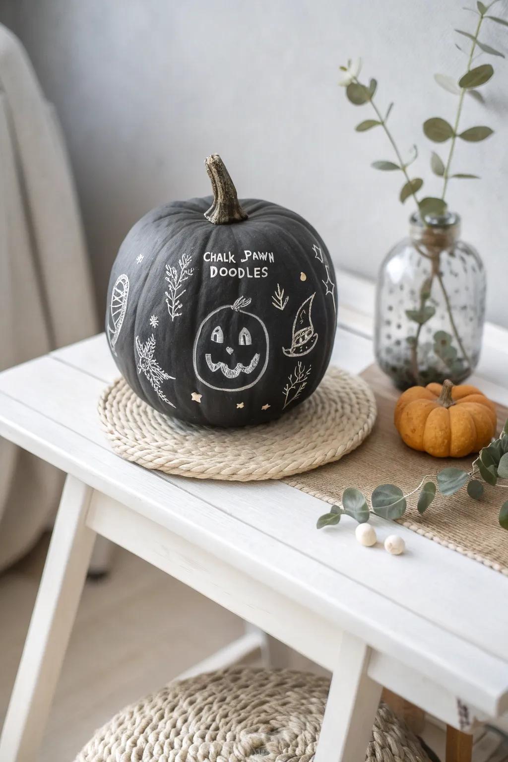 Transform your decor with a playful touch: Chalkboard pumpkins for endless creativity!