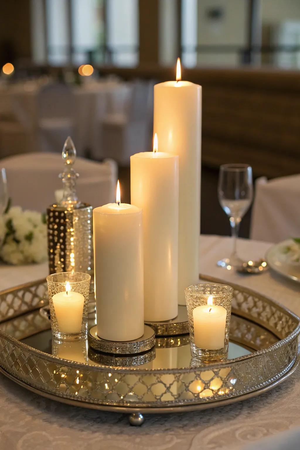 A candlelit centerpiece offering a warm Parisian glow.