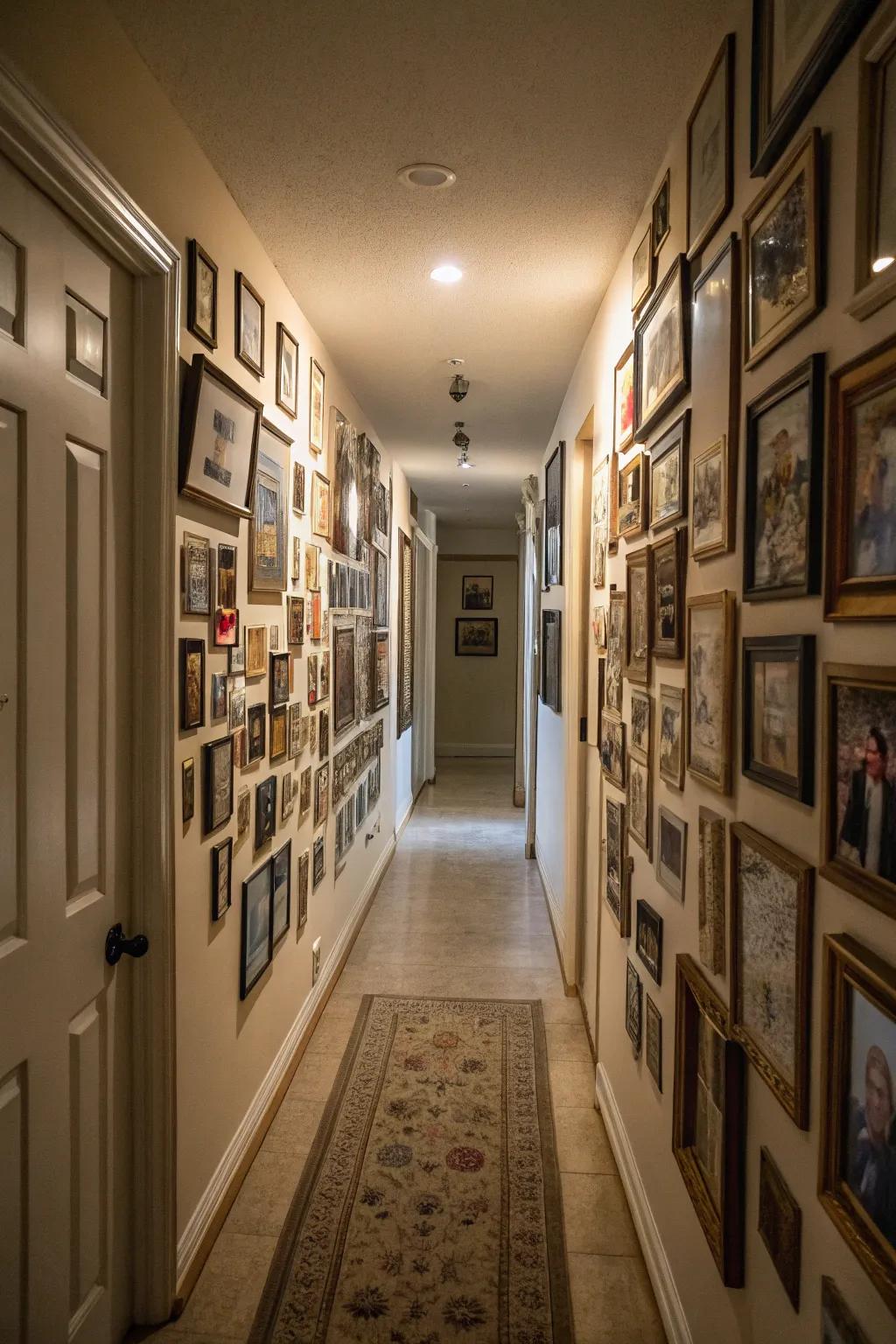 A floor-to-ceiling gallery wall makes a bold and impressive statement.