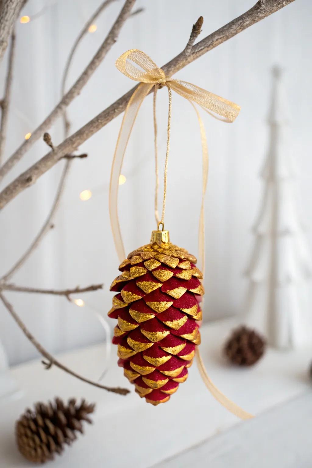 Elevate your holiday decor with handcrafted pinecone ornaments that blend Scandinavian simplicity with Boho charm. 🎄✨
