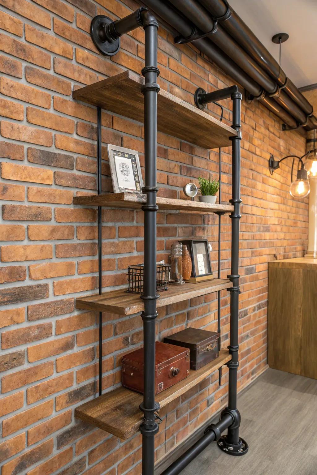 Elevate your space with industrial elegance: a metal pipe rack that combines form and function.