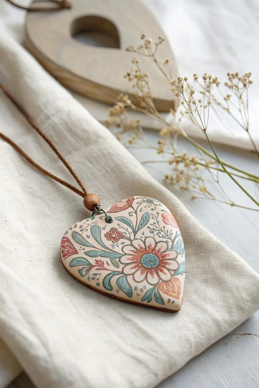 Crafted with Love: A Heartfelt Polymer Clay Pendant for Cherished Moments.