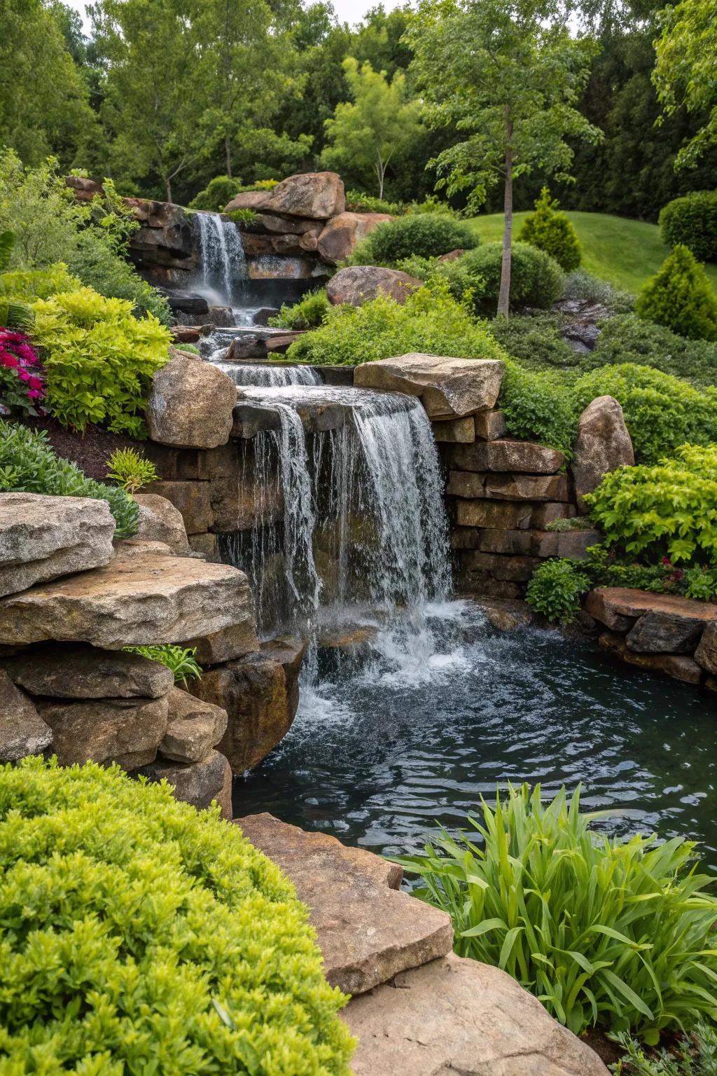 Discover the magic of a hidden source waterfall, where nature and craftsmanship unite in stunning harmony.