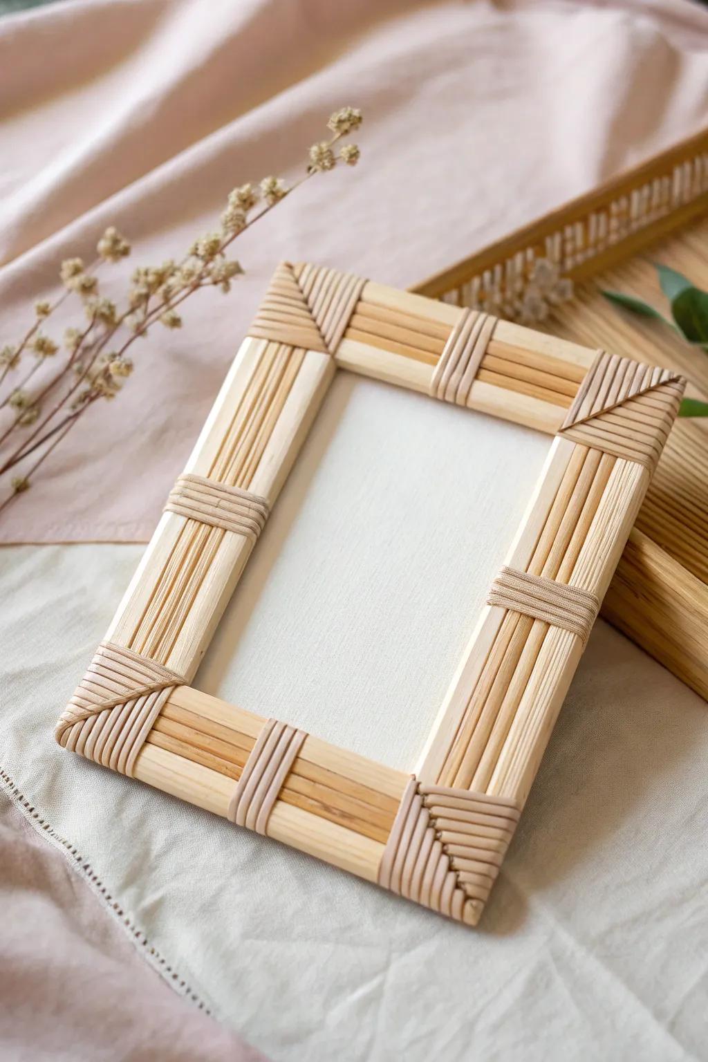 Crafted with love: Transform simple popsicle sticks into a chic picture frame that captures your cherished moments.