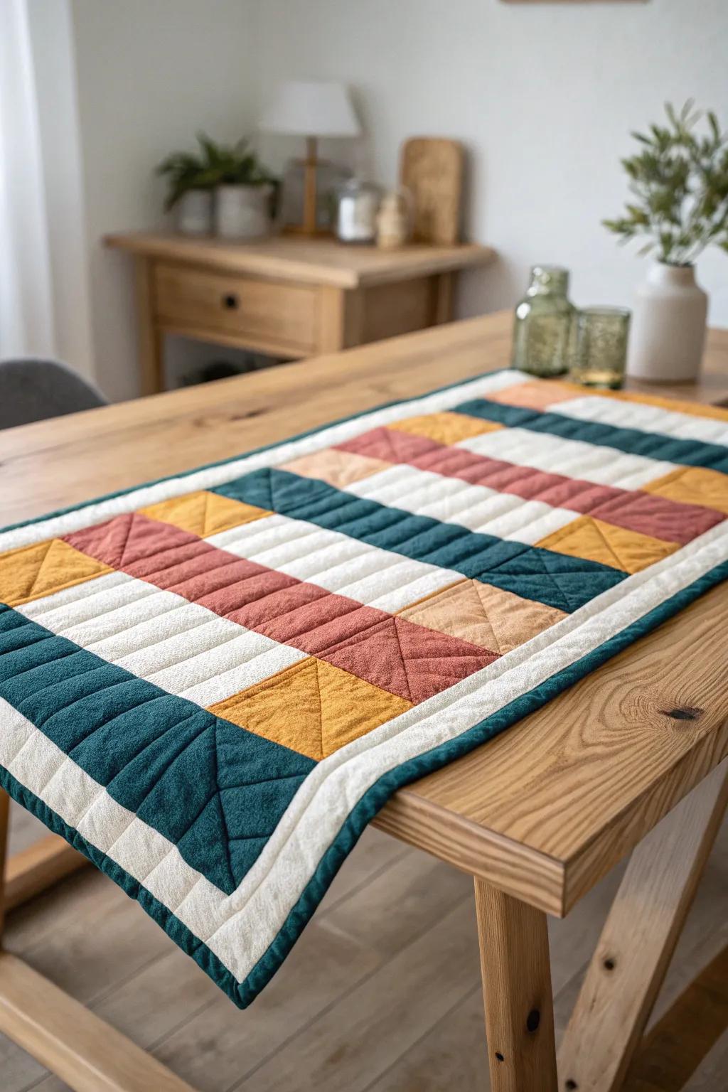 Discover the art of quilt borders with dynamic strip and block combinations that add a lively touch to minimalism.