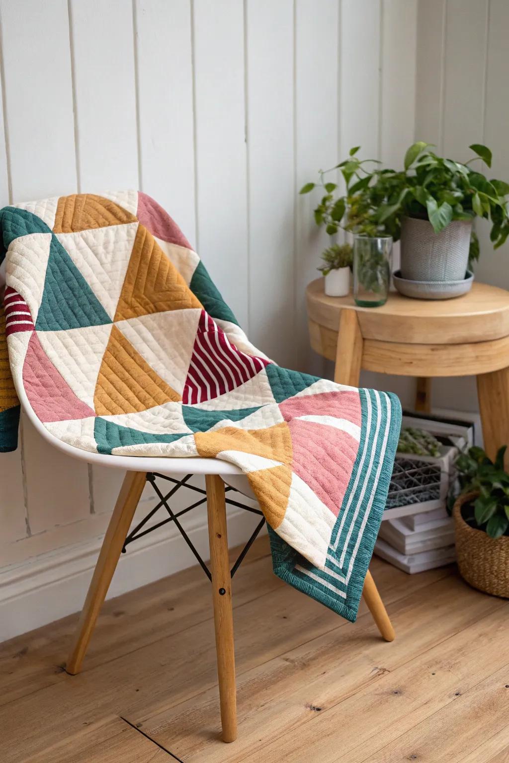 Embrace the art of simplicity with a beginner's dream quilt, perfect for adding a pop of color and charm to your minimalist sanctuary.