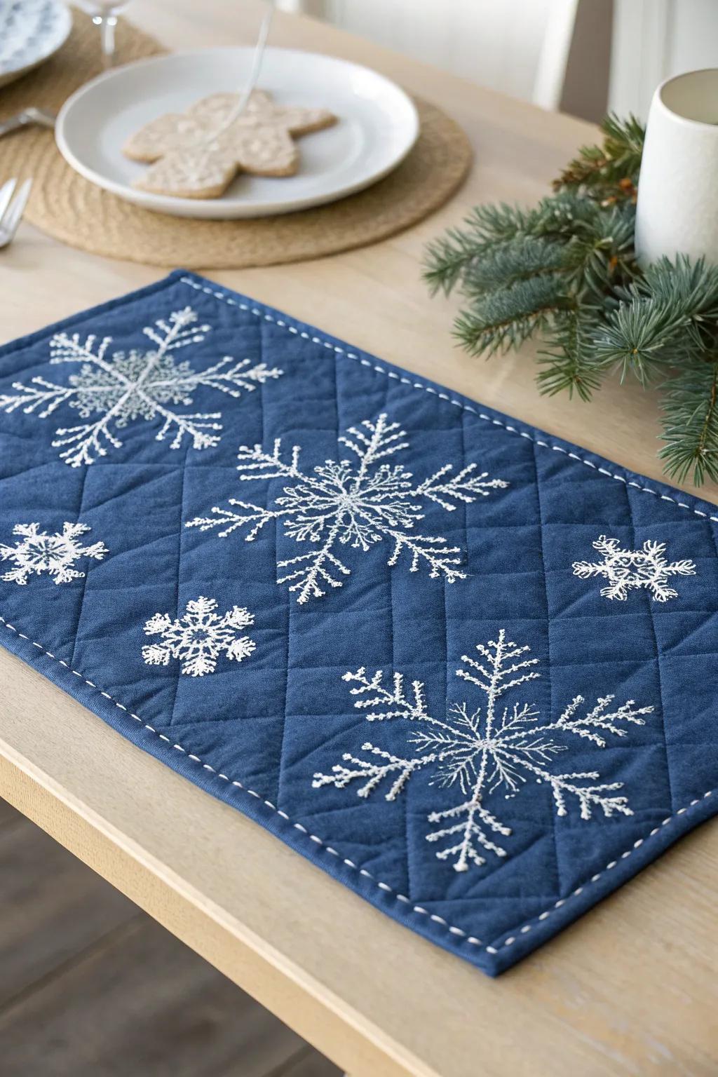 Transform your dining table into a winter wonderland with this elegant snowflake placemat, merging Scandinavian minimalism with boho warmth.