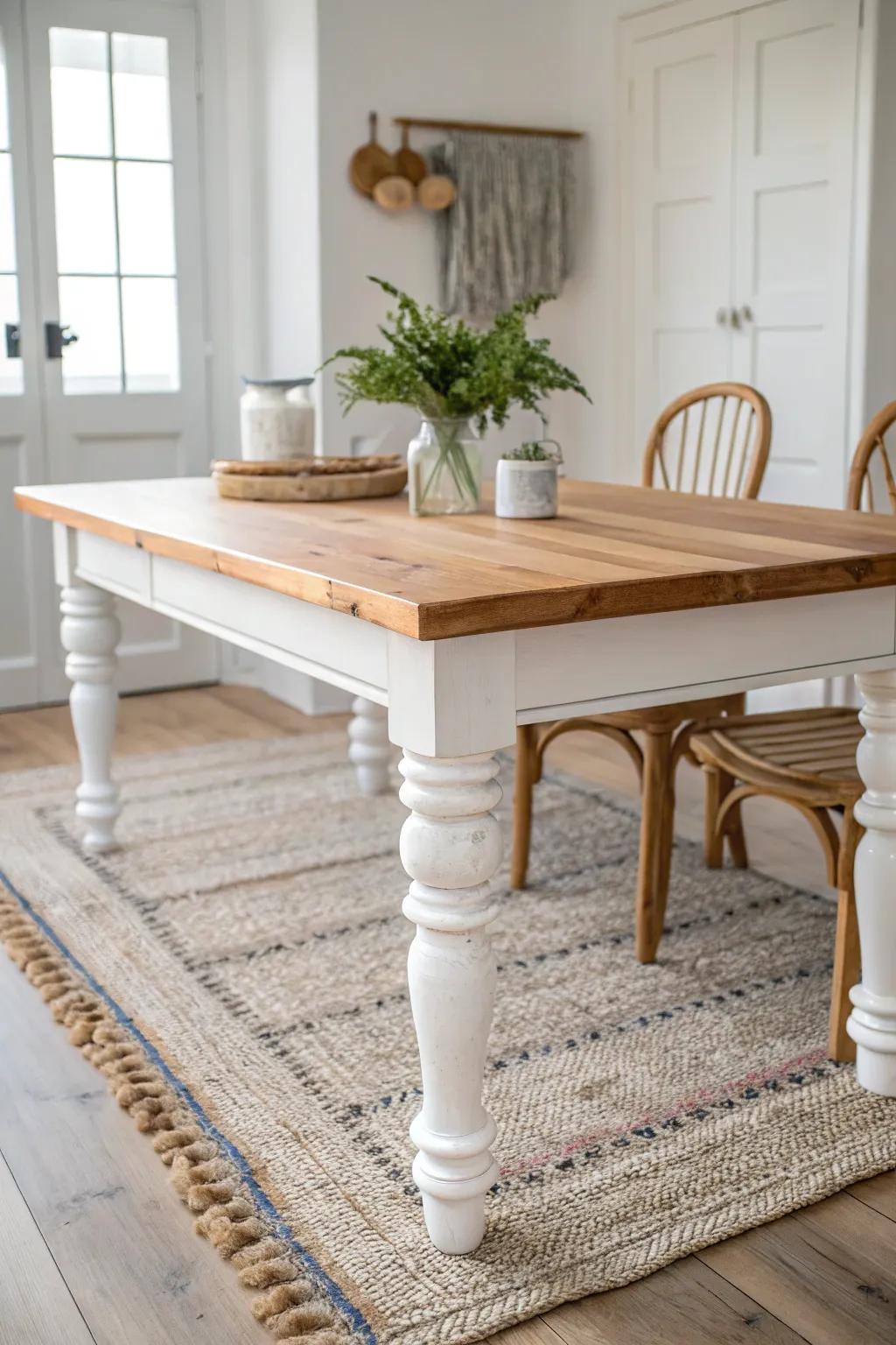 Elevate your dining space with a chic two-tone table design—where modern elegance meets timeless craftsmanship.