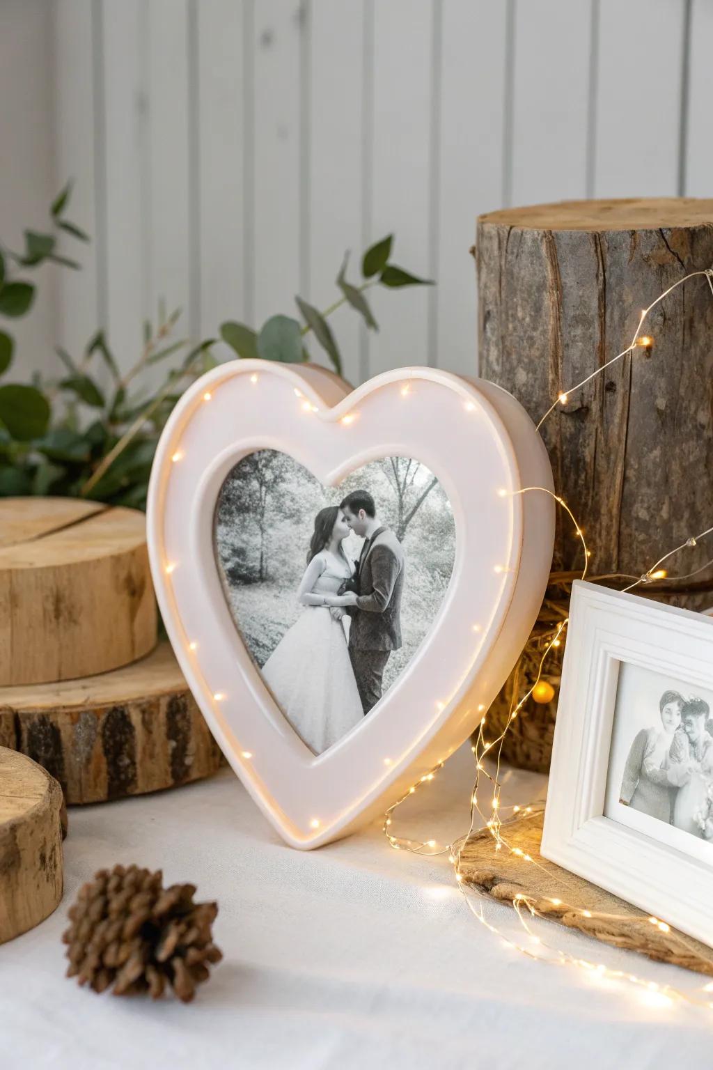 Illuminate your love: Heart-shaped frames for cherished memories.